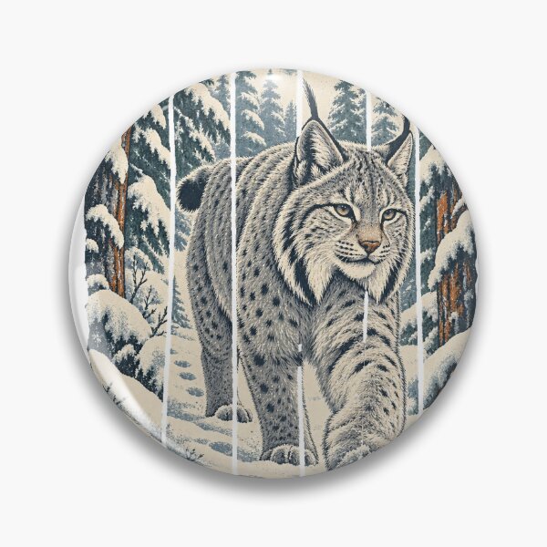 Item preview, Canada Lynx in the Snowy Spruce Forest Wild Animal Nature Wall Art designed and sold by VisualArtsOasis.