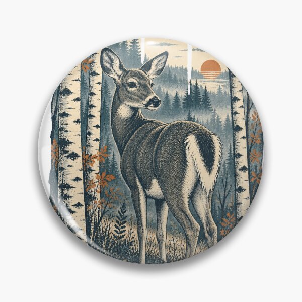 Item preview, White Tailed Deer in the Birch Forest Wild Animal Animal Portrait designed and sold by VisualArtsOasis.