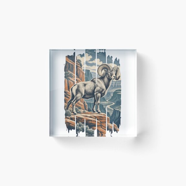 Item preview, Bighorn Sheep on the Canyon Ledge Wild Animal Nature Illustration designed and sold by VisualArtsOasis.