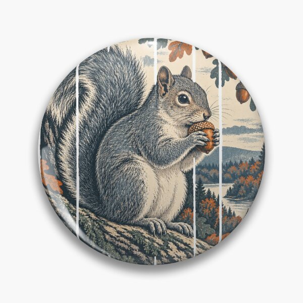 Item preview, Gray Squirrel in the Autumn Oak Wild Animal Vintage Nature Art designed and sold by VisualArtsOasis.