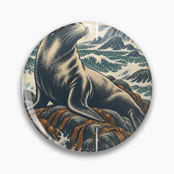 Item preview, Sea Lion on the Kelp Rocks Wild Animal Wildlife Painting designed and sold by VisualArtsOasis.