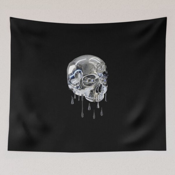 Item preview, Y2K Liquid Chrome Melting Skull 3D Render Futuristic Macabre designed and sold by WorldShop17.