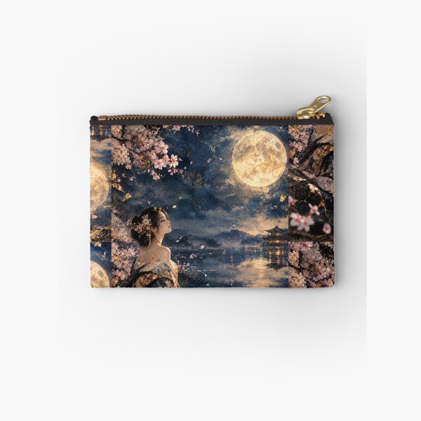 Item preview, Ethereal Sakura Moon - Traditional Japanese Portrait in Gold designed and sold by KINTSUGI-LUMI.