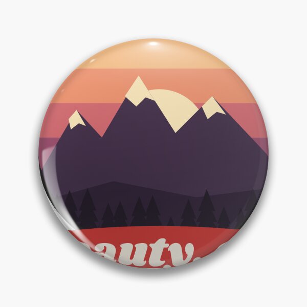 Item preview, Beauty, Eh! Retro Rocky Mountain Sunset Badge designed and sold by TrueNorthHenry.