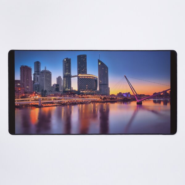 Item preview, Brisbane City Skyline at Twilight – Brisbane River & Neville Bonner Bridge designed and sold by pcole123.