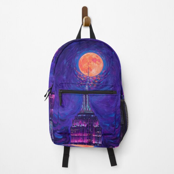Item preview, Neon Empire State Building Moon Night Art Print designed and sold by CleverCulture.