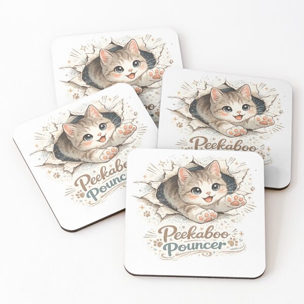 Item preview, Peekaboo Pouncer Cute Kitten Cat Lover Funny Kawaii Pet Design designed and sold by inkoutninja.
