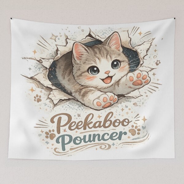 Item preview, Peekaboo Pouncer Cute Kitten Cat Lover Funny Kawaii Pet Design designed and sold by inkoutninja.