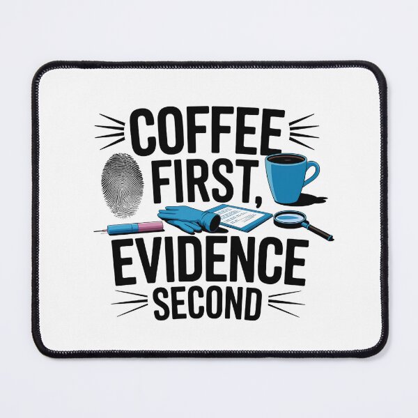 Item preview, Coffee First, Evidence Second – Funny Forensic Nurse & Coffee Design designed and sold by CuteDesignables.