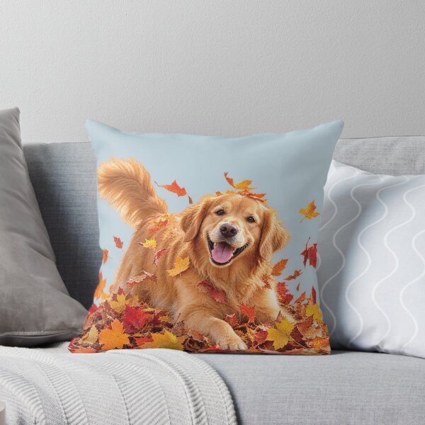 Item preview, Golden Retriever Plays with Autumn Leaves designed and sold by Poplartree.