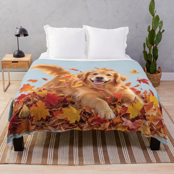 Item preview, Golden Retriever Plays with Autumn Leaves designed and sold by Poplartree.