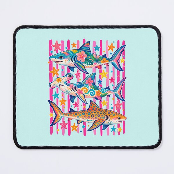Item preview, Colorful Tropical Sharks Ocean Marine Life designed and sold by Aesthetic-Avenue.