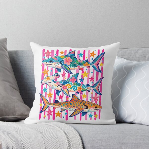 Item preview, Colorful Tropical Sharks Ocean Marine Life designed and sold by Aesthetic-Avenue.