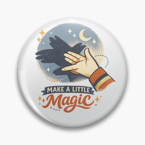 Item preview, Make a Little Magic Hand Shadow Bird Whimsical Retro Quote Design designed and sold by inkoutninja.
