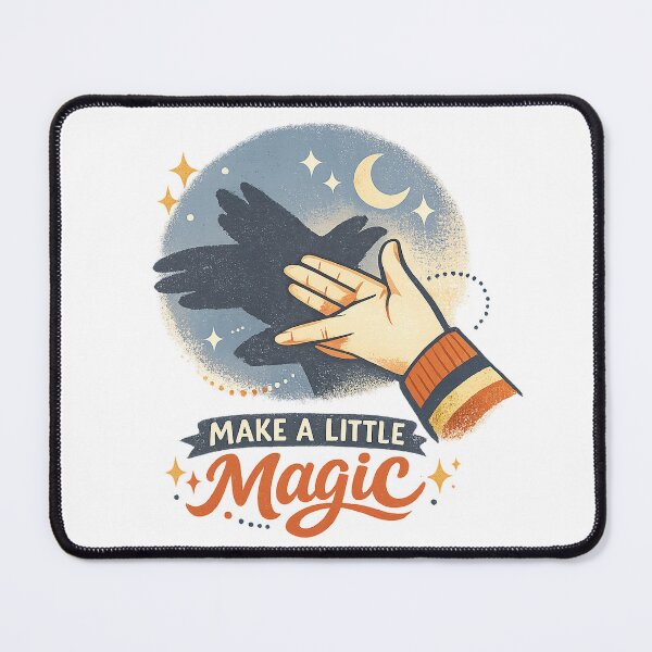 Item preview, Make a Little Magic Hand Shadow Bird Whimsical Retro Quote Design designed and sold by inkoutninja.