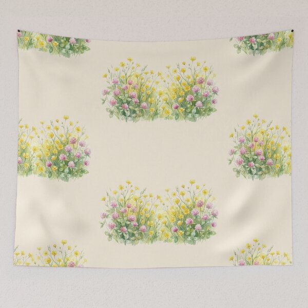 Item preview, Vintage Wildflowers and Clover Meadow Botanical Art designed and sold by bvdesignart.