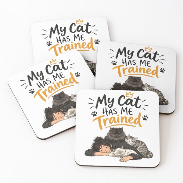 Item preview, My Cat Has Me Trained - Funny Sleeping Cats & Cat Mom Illustration designed and sold by PetalsPaws.
