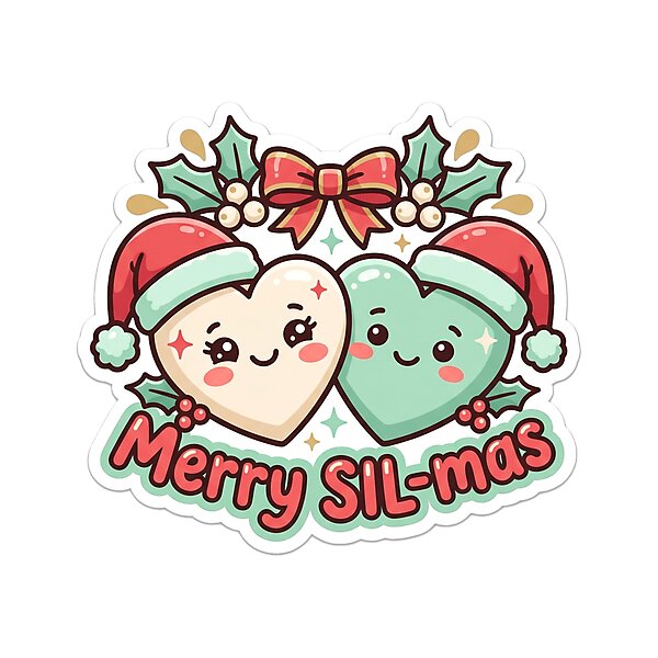 “Merry SIL-mas†design: christmas Gift for Your Sister-in-Law, cute kawaii art by Soft Merch