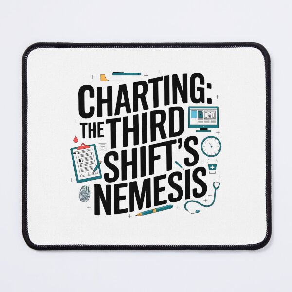 Item preview, Charting: The Third Shift's Nemesis – Funny Forensic Nurse & Night Shift Nursing Design designed and sold by CuteDesignables.
