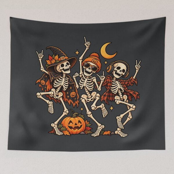 Item preview, Dancing Skeletons Halloween Retro designed and sold by Stikaro.