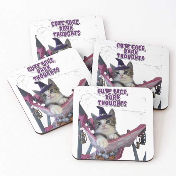 Item preview, Cute Face Dark Thoughts Halloween Cat designed and sold by MeliMedO Art.