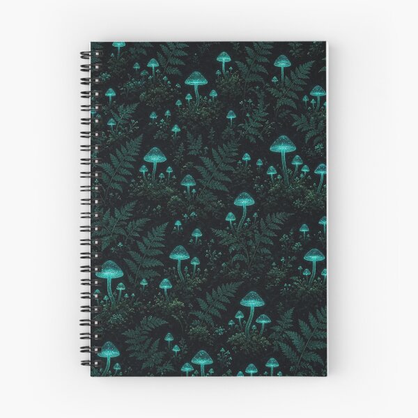 Item preview, Dark Mushroom Forest Bioluminescent Fern Nature Pattern designed and sold by IntelliMindDesigns.