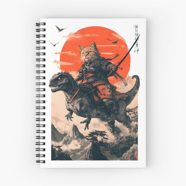 Item preview, Samurai Cat Riding a Dinosaur - Unique Fantasy Artwork Design designed and sold by N0XX.