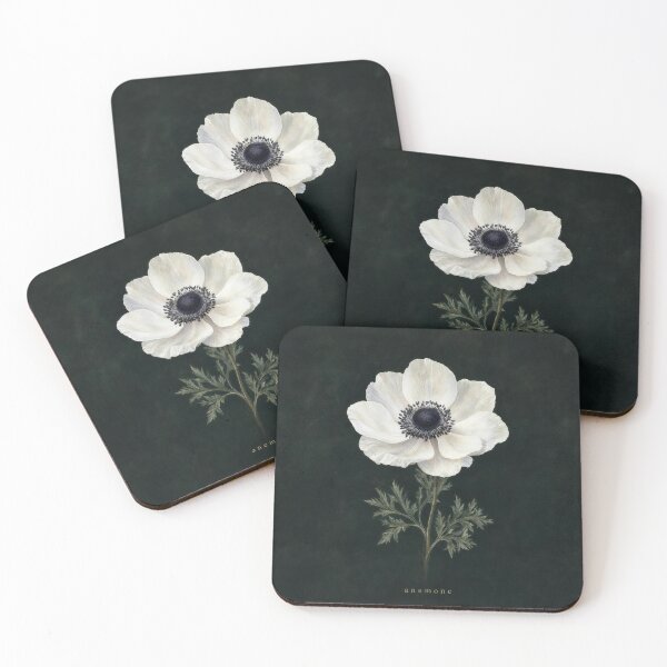 Item preview, Anemone Dark Botanical Illustration | Moody Floral Wall Art designed and sold by FixationStudio.
