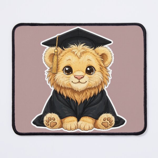 Item preview, Cute Graduation Lion with Cap and Gown Comic Sticker designed and sold by CaptainSeal.