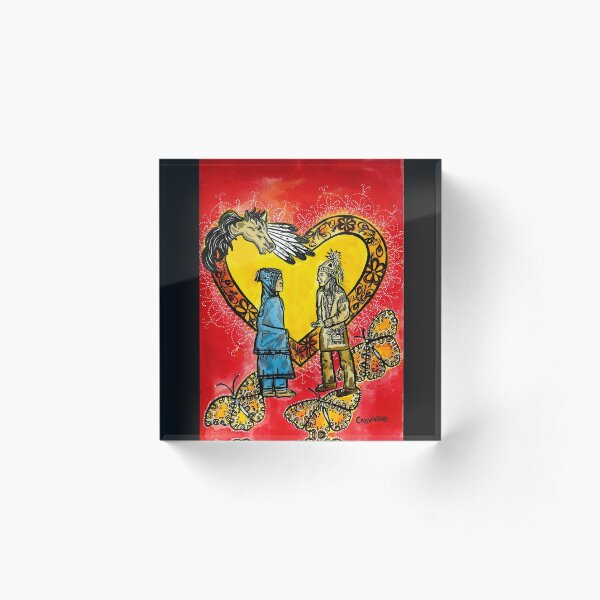 Heart Iroquois Couple Acrylic Block