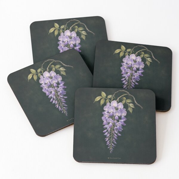 Item preview, Wisteria Dark Botanical Illustration | Moody Floral Wall Art designed and sold by FixationStudio.