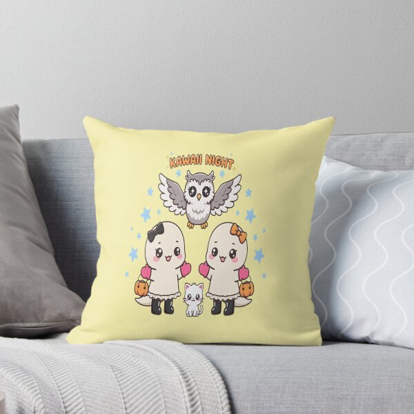 Item preview, Kawaii Night – Cute Ghosts with Owl and Cat Halloween Design designed and sold by Dhiraaj.