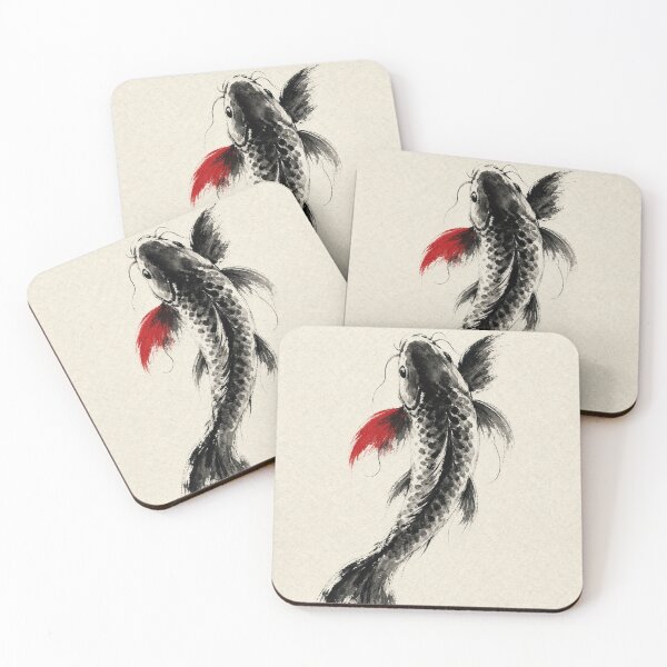 Item preview, Japanese Sumi E Style Ink Wash Koi Fish designed and sold by IntelliMindDesigns.