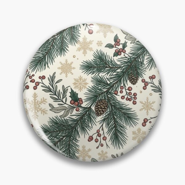 Item preview, Elegant Winter Pine Branches Gold Snowflake Pattern designed and sold by ShivCraftStudio.