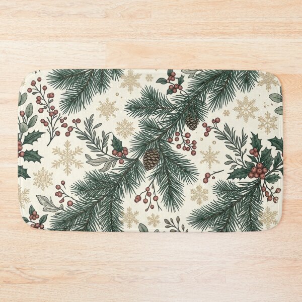Item preview, Elegant Winter Pine Branches Gold Snowflake Pattern designed and sold by ShivCraftStudio.