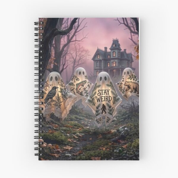 Item preview, Stay Weird! PNW Tattooed Ghosts in the Halloween Forest designed and sold by MossfirWood.