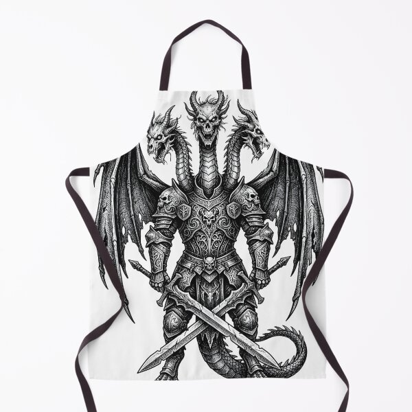 Item preview, Ornate Skull Emblem Hydra Knight - Dragon Sword Ink Art designed and sold by DragonSerpent Ink.