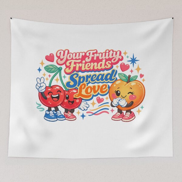 Item preview, Your Fruity Friends Spread Love Cute Cherry Orange Kawaii Fruit Design designed and sold by inkoutninja.