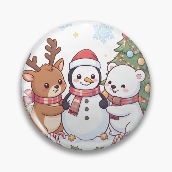 Item preview, Three Cute Animals Building Snowman Christmas Kawaii designed and sold by Topmission 3 Designers House.