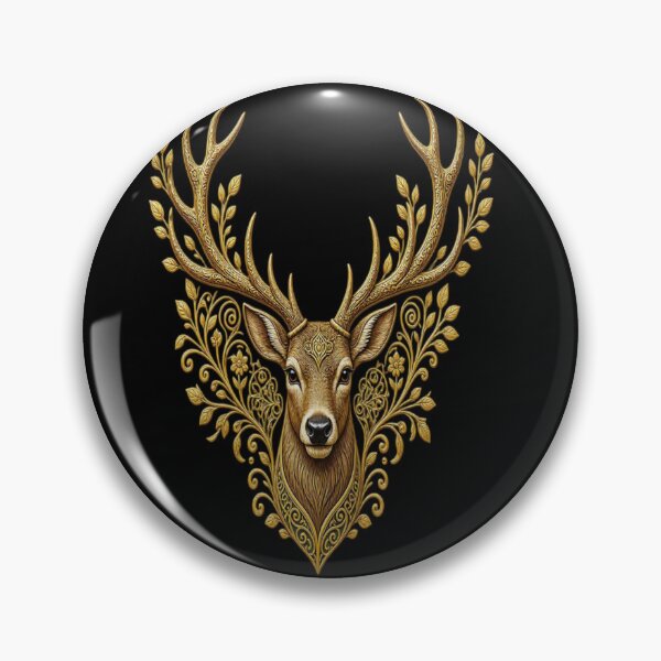 Item preview, Majestic Golden Stag Luxury Deer Floral Mandala Art designed and sold by Breezes-of-Ida.