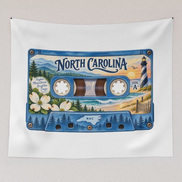 Item preview, North Carolina Retro Cassette Tape designed and sold by Whimspired By Paxx.