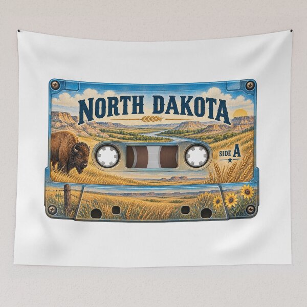 Item preview, North Dakota Retro Cassette Tape designed and sold by Whimspired By Paxx.
