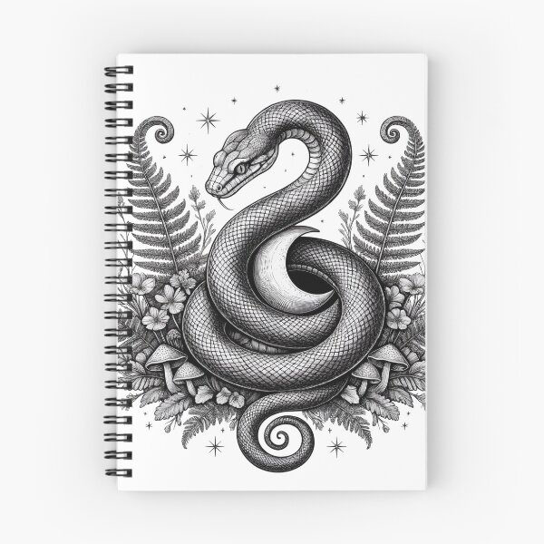 Item preview, Mystical Serpent Crescent Moon Botanical Occult Art designed and sold by LenNo9881.