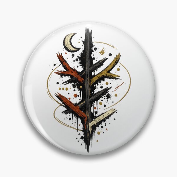 Item preview, Abstract Cosmic Tree Crescent Moon Mystical Rune Symbol Art designed and sold by inkoutninja.