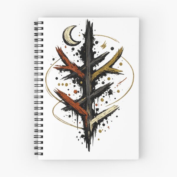 Item preview, Abstract Cosmic Tree Crescent Moon Mystical Rune Symbol Art designed and sold by inkoutninja.