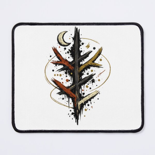 Item preview, Abstract Cosmic Tree Crescent Moon Mystical Rune Symbol Art designed and sold by inkoutninja.