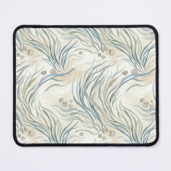Item preview, Minimalist Coastal Seagrass Waves Seashells Watercolor Pattern designed and sold by ShivCraftStudio.