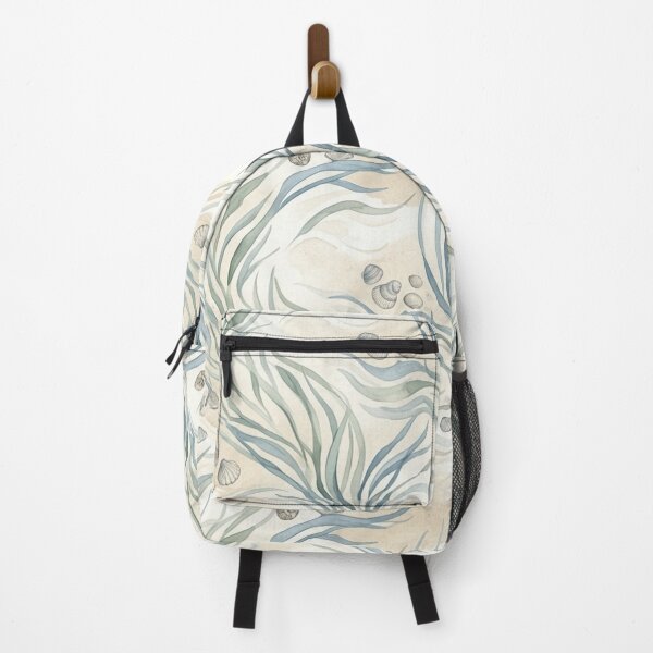 Item preview, Minimalist Coastal Seagrass Waves Seashells Watercolor Pattern designed and sold by ShivCraftStudio.