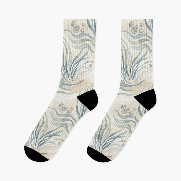 Item preview, Minimalist Coastal Seagrass Waves Seashells Watercolor Pattern designed and sold by Shivora Studio.