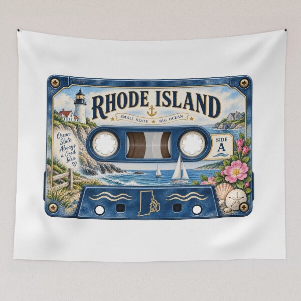Item preview, Rhode Island Retro Cassette Tape designed and sold by Whimspired By Paxx.